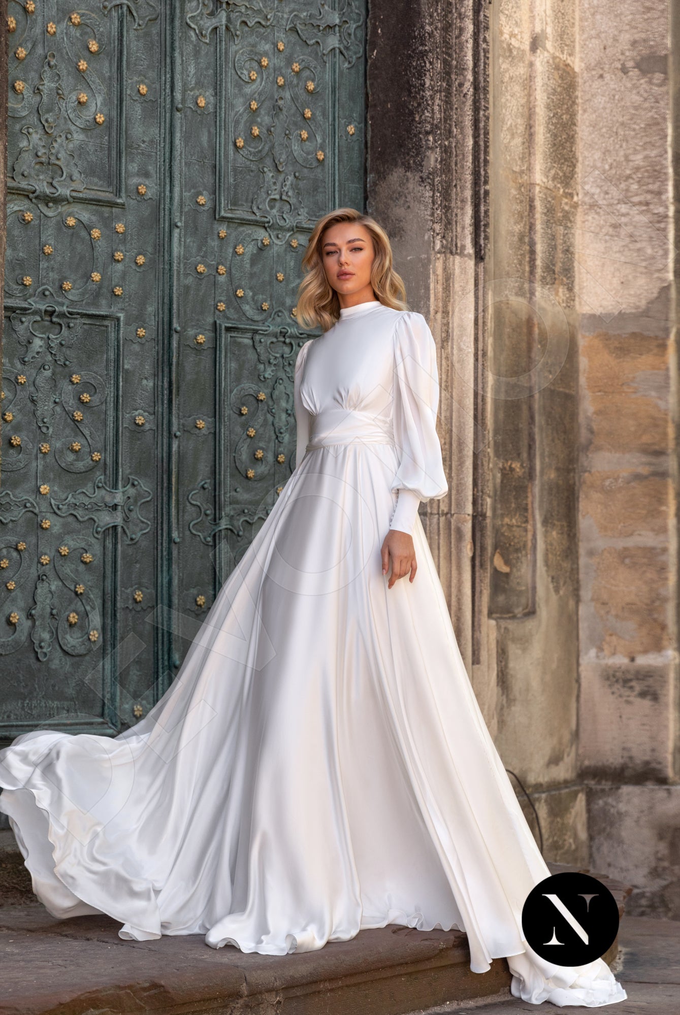Sheath Long Sleeve Wedding Dress With High Neck | Kleinfeld Bridal